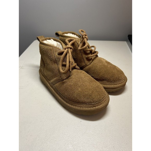 UGG Other - UGG Neumel Classic Boot Kids 1 Tan Suede Sheepskin Lace Up Ankle boot